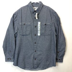 Duluth Trading Shirt Mens Med Free Swingin' Flannel Relaxed Fit Blue Striped New